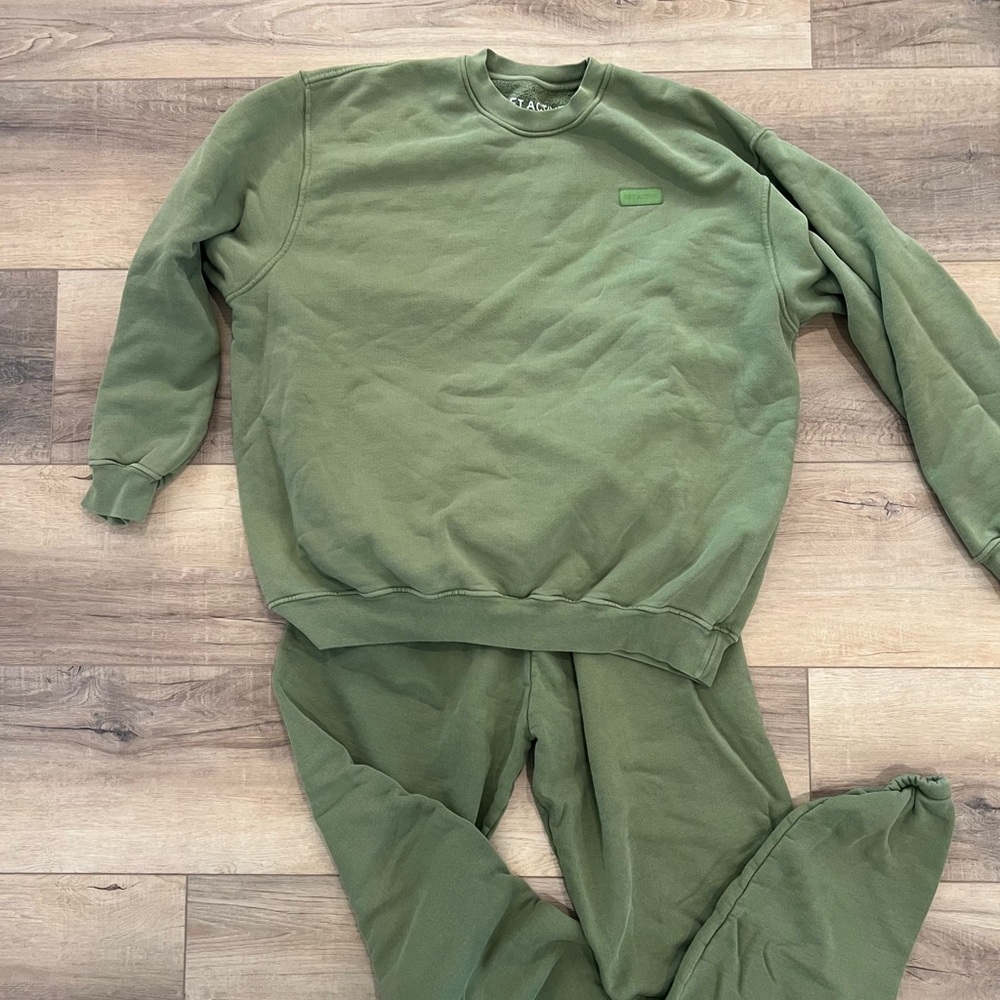 SET ACTIVE Heavyweight Sweatshirt (Crewneck) and Sweatpants in Green Juice